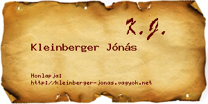 Kleinberger Jónás névjegykártya
